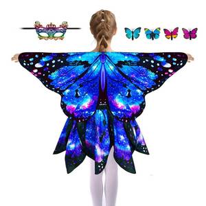 lot 12029 image: Sunlisky Kids Butterfly Wings Costume for Girls Fairy-Wings Toddler Dress Up Play Costumes Butterfly Skirt Set Mask Party Favors Gifts��starsky blue��