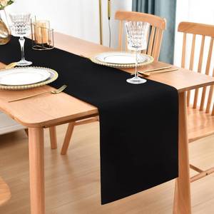 lot 12031 image: Farmhouse Rustic Table Runner Black Faux Linen Double Layer Table Runners Thick Reversible Table Runner 48 inches Long for Kitchen Dining Dresser Coffee Table Holiday Banquet Party 13x48 Inch