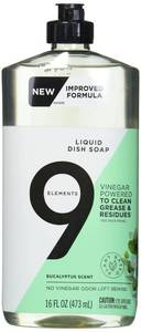 lot 12033 image: 9 Elements Dishwashing Liquid Dish Soap, Eucalyptus Scent Cleaner, 16 oz Bottle