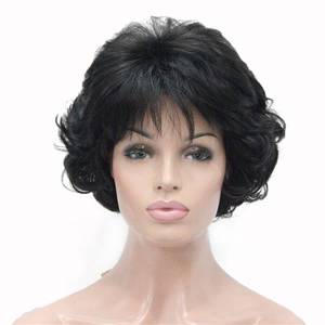 lot 12034 image: Aimole Black Short Curly Synthetic Wig Full Capless Hair Daily Wigs (2 Natural Black)
