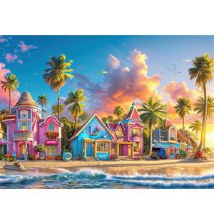 lot 12035 image: Chalzidar Jigsaw Puzzles for Adults 1000 Pieces, Interlock Perfectly No Dust, Impossible Difficult Hard Fun 1000 Piece Jigsaw Puzzles for Adults-11 Poster-Romantic Beach