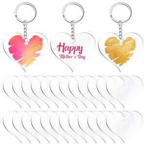 lot 12047 image: Yulejo 20 Pcs Heart Acrylic Keychain Blank 3 Inches Valentines Clear Heart Discs Keychain Ornaments with Hole for DIY Craft Decorations Wedding Birthday Bridal Shower Favors