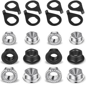 lot 12055 image: 24 Pcs Bike Wheel Axle Nut and Safety Washer Kit 3 Sizes Bicycle Hub Flanged Hardware Nuts Steel Flange Axle Nut Wheel Retaining Bicycle Hook Hub Parts for Front and Rear Bike Mountain Road