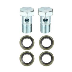 lot 12061 image: X AUTOHAUX 2 Set Universal Auto Banjo Bolt Brake Fitting Adapter Kit M14 x 1.5 Brake Line Thread Bolt with 14mm ID Washers