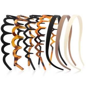lot 12062 image: VELSCRUN Headbands for Women Girls, Comfortable Square Headband for Glasses Wearers, Zig Zag Plastic Comb Claw Wavy Hair Band with Teeth, 90s Accessories for Women Diademas Para Mujer Brown B (Only 4)