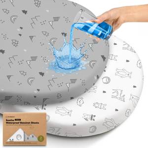 lot 12064 image: 2-pk Waterproof Bassinet Sheets Girls, Boys, Cotton - 33x17 Universal Bassinet Mattress Pad Protector Cover, Compatible with Graco,Baby Delight,Chicco,Halo Bassinest Swivel Sleeper Fitted (Woodland)