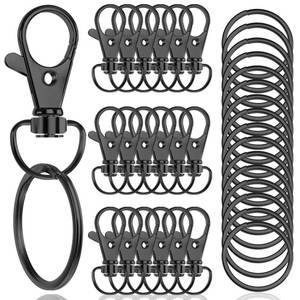 lot 12066 image: 100PCS Premium Swivel Snap Hooks with Key Rings,Metal Lanyard Keychain Hooks Lobster Clasps for Key Jewelry DIY Crafts Black 1.25inches32mm(50 Pcs Lanyard Snap Hooks50 Pcs Key Rings)