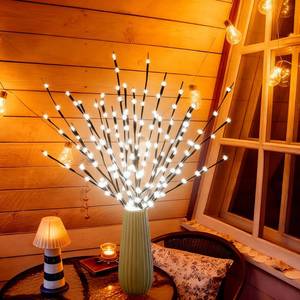 lot 12092 image: DK177 4 Pack Led Branch Light Battery Operated Lighted Branch Vase Filler Willow Tree Artificial Little Twig Power Brown 30 Inch 20 LED for Home Romantic Decoration, White