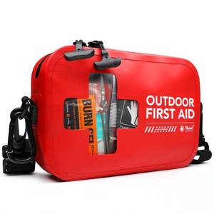 lot 12100 image: 152 PCS Waterproof First Aid Kit, Portable Small Boat Dry Bag Bug Out Bags, Emergency Medical Kit Ideal for Boating, Camping, Fishing, Kayaking, Floating, Red