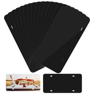 lot 12105 image: MUXHEL 15 Pcs Sublimation Blank License Plate, 12�6 Black Aluminum Alloy Automotive License Plate Tag for Custom Design Work and DIY (Small Damage To Corner)
