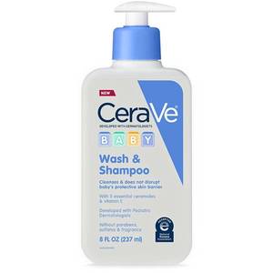 lot 12152 image: CeraVe Baby Wash & Shampoo, Fragrance, Paraben, & Sulfate Free Shampoo for Tear-Free Baby Bath Time, 8 Ounce (Missing Pump)