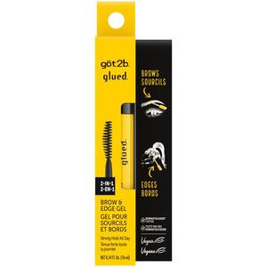 lot 12161 image: got2b Glued 2-in-1 Brow Gel & Edge Control, 0.54 Fl Oz, Strong Hold Styling Eyebrow Gel and Hair Mascara for Flyaways and Frizz with Castor Oil, Sweat-Resistant with Quick Dry, Clear Finish