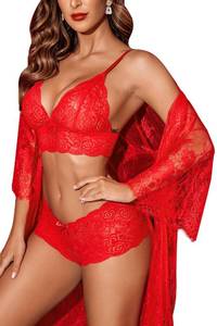 lot 12163 image: Avidlove Lace Lingerie Set 2 Piece Sexy Bra and Panty Sets Lace Robe Pajama Sets