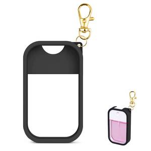 lot 12174 image: COCGVEL Silicone Case Compatible with Touchland Hand Sanitizer Spray, Protective Case with Keychain for Power Mist and Glow Mist 1 fl oz, Hand Sanitizer Spray Accessory (Black, 1 Pack)
