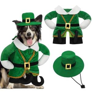 lot 12178 image: Hollowfly St. Patricks Day Dog Costume Walking Leprechaun Dog Outfit with Arms Irish Day Holiday Pet Clothes Cosplay Accessories for Cat Doggy Pet(M)