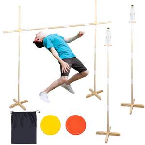 lot 13358 image: Wooden Limbo Game&Flying Disc Toss Game 2 in 1 Game Set,5ft Tall Limbo Stick Set Limbo Kit for Adults Family,Backyard Games Lawn or Outdoor Games - with Portable Bag,Easy to Set Up and Play Anywhere