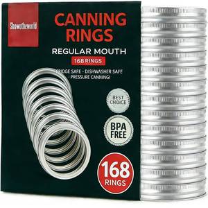 lot 13359 image: 168Pcs Regular Mouth Mason Jar Canning Rings, Replacement Rings or Tops Durable & Rustproof Tinplate Metal BandsRings for Mason Jar (Silver70 MM)
