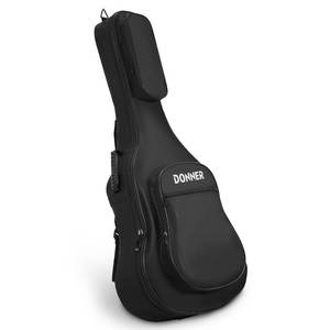 lot 13364 image: Donner 40 41 Inch Acoustic Guitar Case, 0.4 Inch Thick Padding Sponge 600D Ripstop Waterproof Nylon Soft Guitar Gig Bag with 3 Pockets and Back Hanger Loop, Black