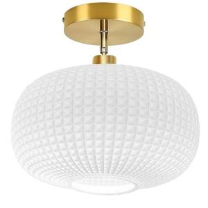Semi Flush Mount Ceiling Light Fixture,Milk White Glass Ceiling Light,Kitchen Ceiling Light Fixture,Globe Glass Light Fixture,Vintage Ceiling Lamp,Mid-Century Ceiling Light for Entryway Bedroom