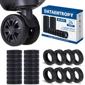 lot 14102 image: DATAENTROPYSAL 24PCS Luggage Wheel Covers for Spinner Wheels, Silicone Suitcase Wheel Protectors, Wear-Resistant & Anti-Noise, Fits 2��2.4 Inch Wheels (Black)