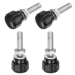 lot 14106 image: uxcell 4 Sets Knurled Knobs Thumb Screws with Nuts Washers, Metric M5 x 20mm Male Thread 15mm Plastic Head, Zinc Plated Carbon Steel Stud Hand Knobs Clamping Thumbscrews Handles, Black