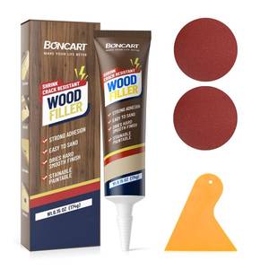 lot 14114 image: Boncart Wood Filler, 6.15 oz Paintable Wood Putty, Easy to Sand, Shrink & Crack Resistant, Quick Repair for Cracks, Holes and Damage (Natural)