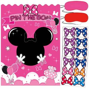 lot 14124 image: JU XIN Pink Mouse Birthday Party Decor, Eye Masks, Polka Dot Tape, Large Poster with 24 Bow Stickers for Kids Party Favors