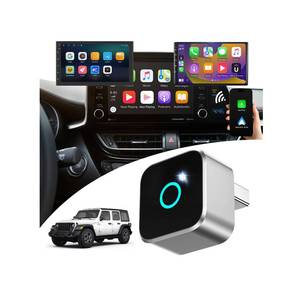 lot 14134 image: ��Compatible with Wired Model 2018-2023 Jeep Wrangler��2-in-1 Wireless CarPlay & Android Auto Adapter��Designed for Uconnect 44C Infotainment System��Wired to Wireless,Small & discreet��0.8in 0.32oz��