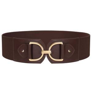 lot 14146 image: TRIWORKS Vintage Women Wide Elastic Waist Belt Chunky Buckle Fashion Stretchy Belt for Dresses Coats