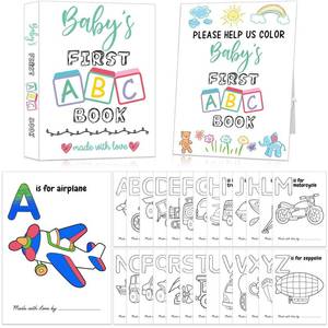 lot 14168 image: Hongpar Babys First ABC Book Baby Shower Activity Keepsake Game,Alphabet Coloring Baby Books for Baby Shower, Babys First Alphabet Coloring Book, Alphabet A to Z Vehicle Coloring Pages