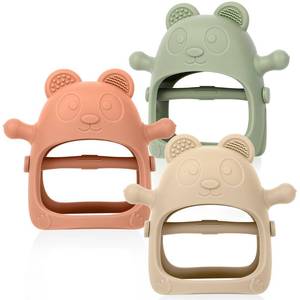 lot 14173 image: Eascrozn 3 Pack Baby Teething Toys 3 Months, Silicone Teething Mitten for Babies Anti Drop Wrist Hand Teether, Baby Chew Toys for Sucking Needs