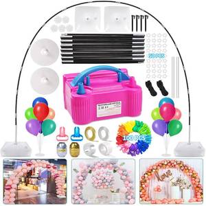 lot 14181 image: Balloon Arch Kit and Balloon Pump Electric, 10ft Wide Adjustable Balloon Arch Stand With 100Balloons 2Balloon Stands For Wedding Anniversary Birthday Mothers Day Party Decoration Graduation Ceremony