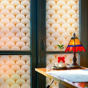 lot 14182 image: DKTIE Geometric Art Stained Glass Window Film Bathroom Window Privacy Film Frosted Glass Static Clings Non Adhesive with Installation Tools, Modern Home Improvement Style (S117, 17.7 x 78.7)