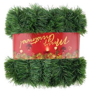 lot 14185 image: 50FT Green Christmas Garland Decorations, Christmas Artificial Pine Greenery Garland Outdoor Indoor Decor, Straight Faux PVC Soft Garland for Stairs Railing Fireplace Window Mantle Home Party Decor