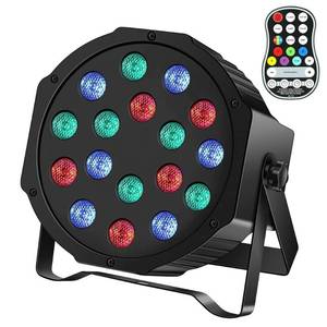 lot 14189 image: UKing 36W Wireless Uplights, 18 LED RGB Stage Lights, DMX512 & Sound-Activated Rechargeable Par Lights, LED Par Can for Party Event Wedding Show
