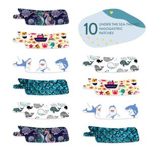 lot 14193 image: Nasogastric or Oxygen Tube precut Adhesive Tape Under the sea Mix x 10 Pack. (Right Side)