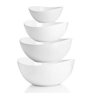lot 14199 image: Sweese Porcelain Serving Bowls 3pc Set, 10-42 oz, Versatile for Salad, Soup, Snacks, Microwave Dishwasher Safe, White