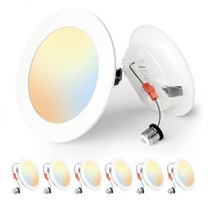 lot 14204 image: Ensenior 4 Inch LED Can Lights 6 Pack, Dimmable Retrofit Led Recessed Lighting, 5CCT Adjustable Color Temperature (2700K-5000K), 7W77W 700LM, IC & Damp Rated, ETL&FCC Certified