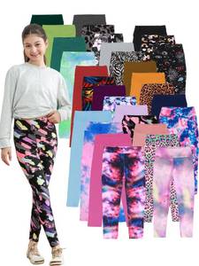 lot 14211 image: SOFTMILK Girls Prints Leggings High Waist Tie Dye Toddlers Fashion Leggings Size 4-11Y,Stretchy Tight Pants, Multipacks (US, Age, 5 Years, 6 Years, Random Print 5-Pack)