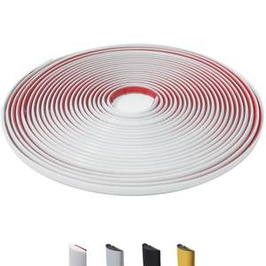 lot 14219 image: JSIWOTH 52.5 Ft Peel and Stick Wall Molding Trim, D-Shape Flexible Molding Trim White(Paintable) for Backsplash, Mirror, Wall, Window & Door Frames, Waterproof Self Adhesive Trim(W0.4, T0.1)
