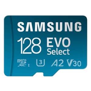 lot 14234 image: Samsung EVO Select microSD Memory Card  Adapter, 128GB microSDXC, Up-to 160 MBs, 4K UHD, UHS-I, C10, U3, V30, A2, for Mobile Phone, Smartphones, Nintendo-Switch, and Tablets (MB-ME128SAAM)