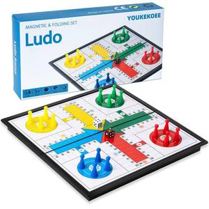 lot 14250 image: YOUKEKOEE Ludo Board Game - Magnetic Folding Travel Set, Suitable for Adults and Kids, Easy to Carry, 9.78 inches in Size