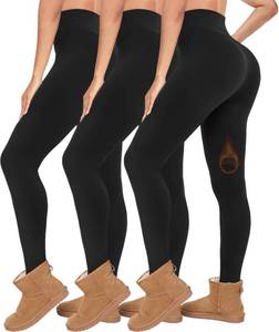 lot 14253 image: Diu Life 3 Pack Fleece Lined Leggings for Women Thermal Tummy Control High Waist Running Tights Winter Workout Yoga Pants 3LM