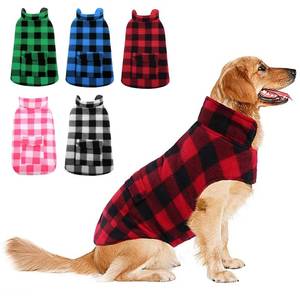 lot 14255 image: ASENKU Dog Winter Coat, Fleece Doggie Jacket Plaid Reversible Vest Waterproof Windproof Cold Weather Clothes for Small Medium Large Dogs(Red, M)