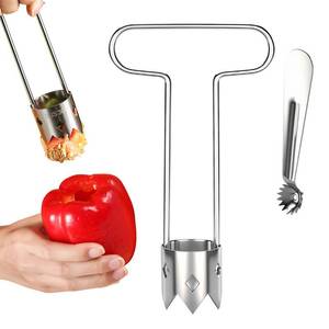 lot 14263 image: Red Bell Pepper Seed Corer - Fruit Vegetable Stem Remover for Pepper Pineapple Pear Apple Tomato, 304 Stainless Steel Rust Resistant, Easy to Use & Clean Kitchen Gadgets Tool (1 Set)