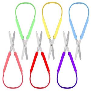 lot 14264 image: 6 Pcs Loop Scissors for Teens and Adults 8 Adaptive Design Scissor Colorful Handle Self-opening Safety Scissors Looped Adaptive Cutting Support Special Needs for Children and Adults Daily DIY Craft