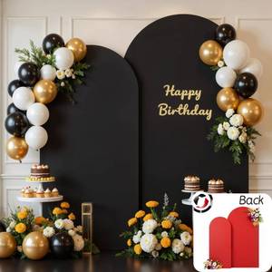 lot 14279 image: Christmas Arch Backdrop Cover Set of 2 Red Black Reversible Wedding Arch Cover Decor for Baby Shower, Birthday Party, Photo Booth Decor 6ft 7.2ft