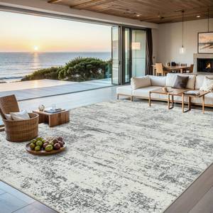 lot 15502 image: 6x9 Area Rugs for Living Room - Washable Rug Modern Abstract Soft Large Neutral Non-Slip Carpet Indoor Floor Stain Resistant Thin Carpets for Bedroom Dining Room Farmhouse Nursery Home Office Grey