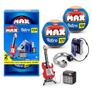 lot 15503 image: MAX Build More Premium Retro Series 2 Two Pack (Walkman & Guitar and Amp) by ZURU �� Novelty Unboxing Toy & Building Brick Collectible Minis with 334 Pieces, 4 Retro Designs to Build & Display