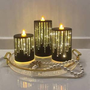 lot 15508 image: Led Candles Flickering Flameless Candles Battery Operated Fake Electric Luminara Gold Fall Decorations Fireplace Mantle Decor for Living Room Table Centerpieces for Dining Room Bathroom (Black)